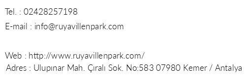 Rya Villen Park telefon numaralar, faks, e-mail, posta adresi ve iletiim bilgileri